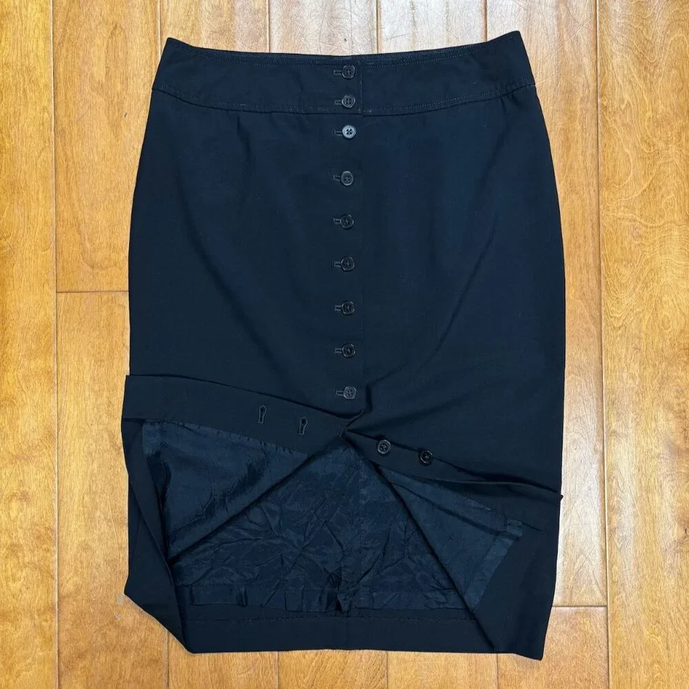 Lauren Ralph Lauren Womens Linen Pencil Skirt Size‎ 8 Button Minimalist Career
